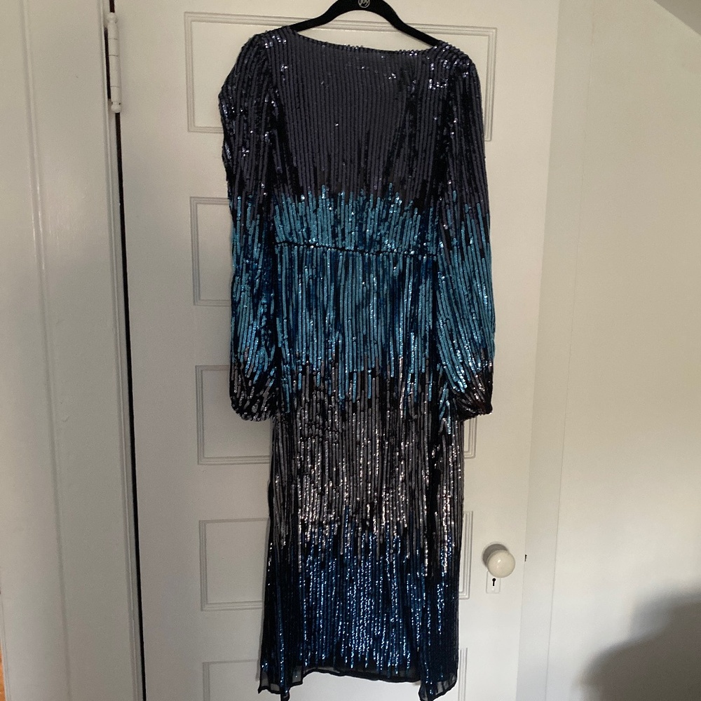 RIXO London ‘Coco’ - Blue Ombré Sequin Cocktail Dress
